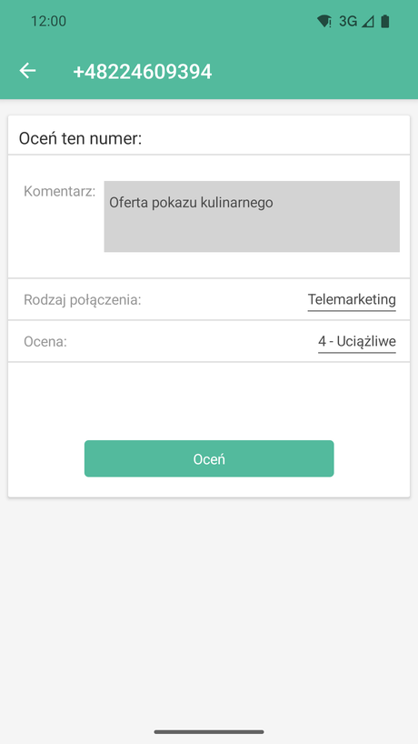 Dodawanie komentarza do numeru telefonu