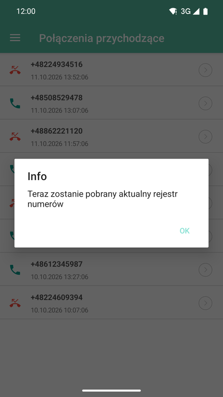 Informacja o pobieraniu numerów