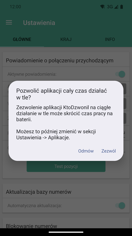 Uprawnienie do działania w tle