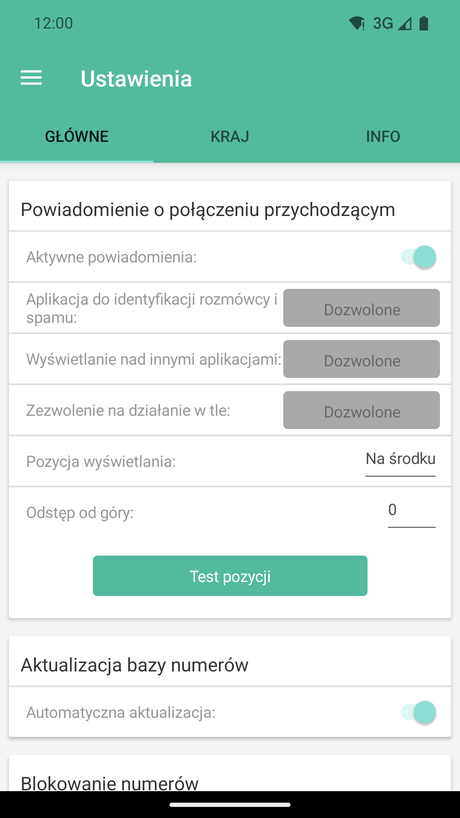 Przyznane uprawnienia